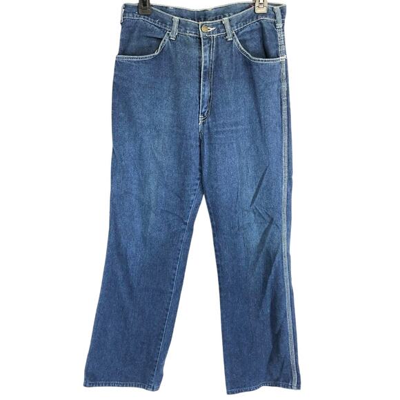 Wolfman Mens Waist Vintage Western Bootcut 100% Cotton Blue Jeans 31 x 28 - Picture 1 of 8